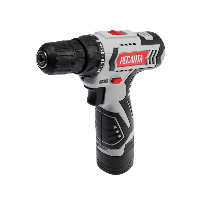 Дрель-шуруповерт "Ресанта" ДА-12-2Л, 12 В, 2 Ач,  Li-Ion, 40 Нм, 400/1400 об/мин