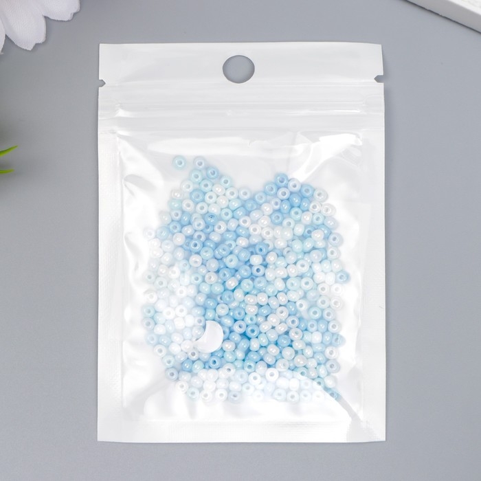 Бисер стекло 8/0  Бисер стекло 8/0 "Перламутр. Меланж голубой" 10 гр