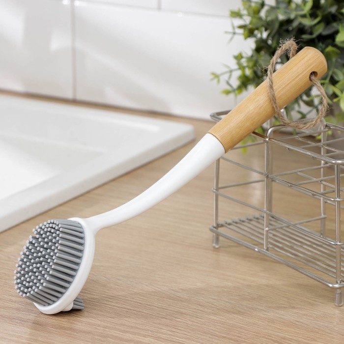 Щётка для посуды Доляна Meli, бамбуковая ручка, двухсторонняя, ворс TPR 1,8 см, 5×26,5 см Щётка для посуды Доляна Meli, бамбуковая ручка, двухсторонняя, ворс TPR 1,8 см, 5×26,5 см