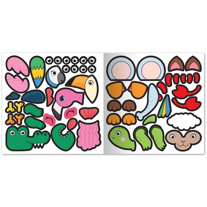 Книга с многоразовыми наклейками «Зверюшки из ватрушки», 12 стр., с маркером, 20 глазок Книга с многоразовыми наклейками «Зверюшки из ватрушки», 12 стр., с маркером, 20 глазок