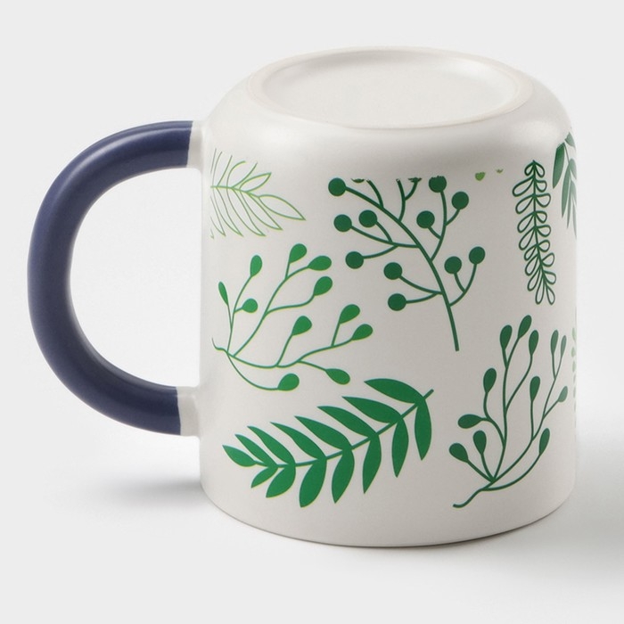 Кружка керамическая с ложкой «Гербарий», 350 мл, цвет белый Кружка керамическая с ложкой «Гербарий», 350 мл, цвет белый