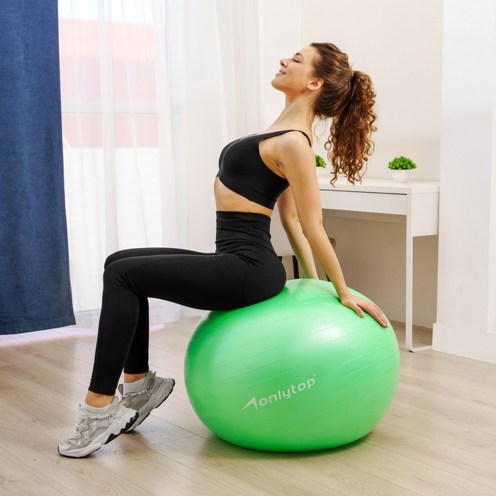 Фитбол ONLYTOP, d=85 см, 1400 г, антивзрыв, цвет зелёный Фитбол ONLYTOP, d=85 см, 1400 г, антивзрыв, цвет зелёный