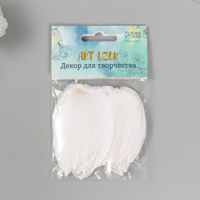 Перо декоративное гусиное  Перо декоративное гусиное "Белое" в форме листа набор 40 шт h=5-7 см