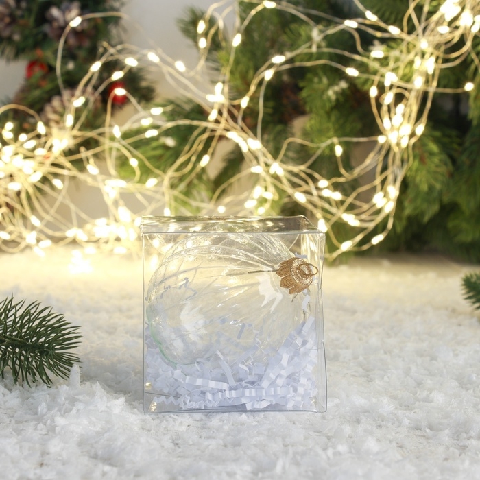 Ёлочная игрушка Ёлочная игрушка "Шарик" рифлённый, 8 см прозрачный