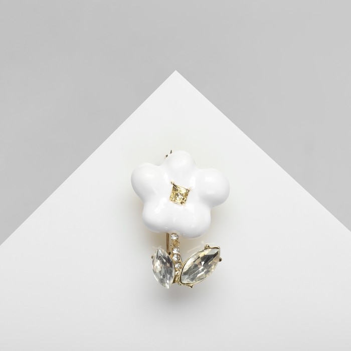 Брошь «Цветок» облачко, цвет белый в золоте Брошь «Цветок» облачко, цвет белый в золоте