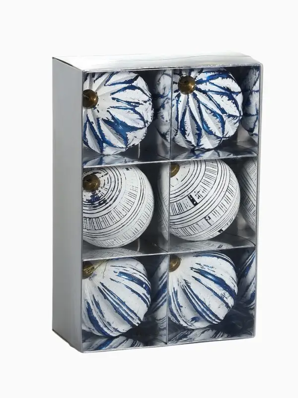 Набор шаров пластик d-8 см, 6 шт Набор шаров пластик d-8 см, 6 шт "Вестон" геометрия, бело-синий