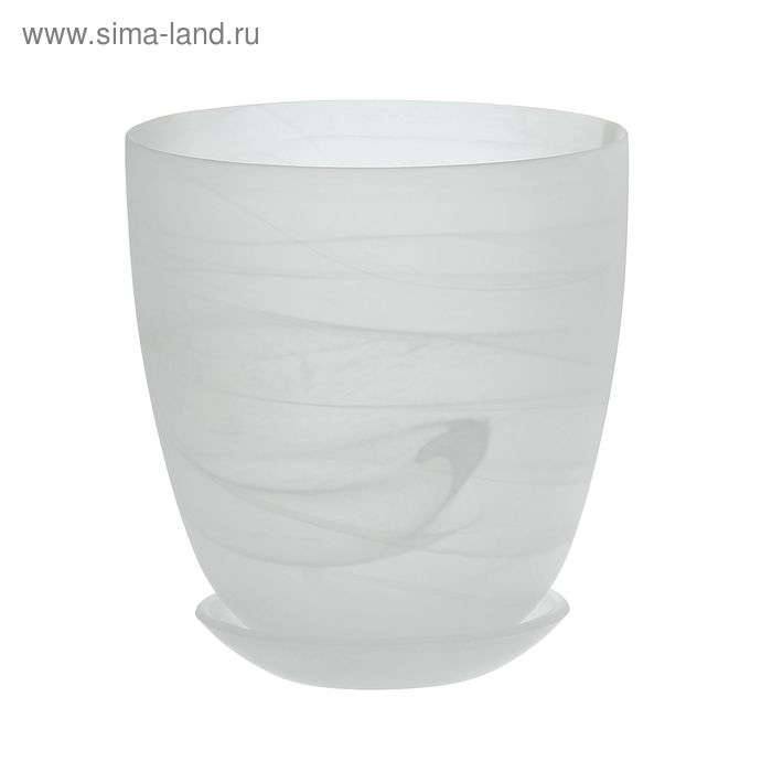 Горшок цветочный с поддоном №4, алебастр, белый матовый, 2 л Горшок цветочный с поддоном №4, алебастр, белый матовый, 2 л