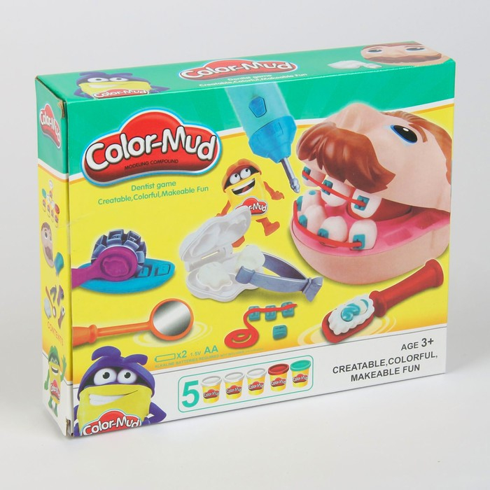 Набор теста для лепки  Набор теста для лепки "Стоматолог", 5 баночек по 60 г