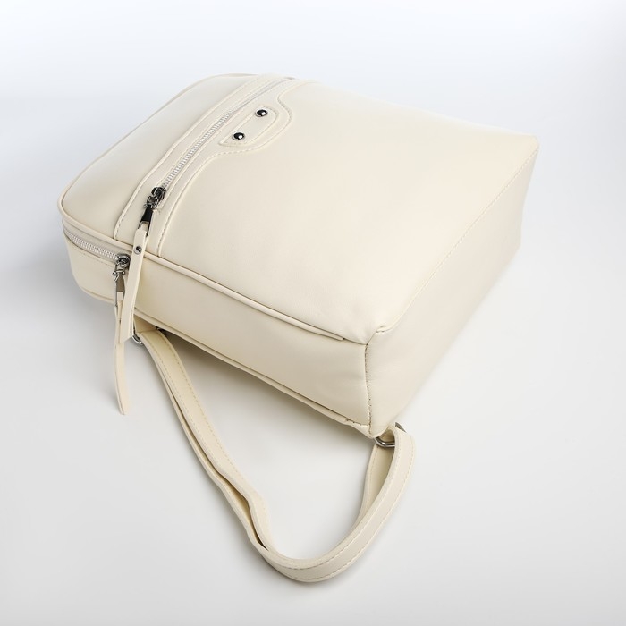 Рюкзак женский из искусственной кожи на молнии, 3 кармана, цвет молочный