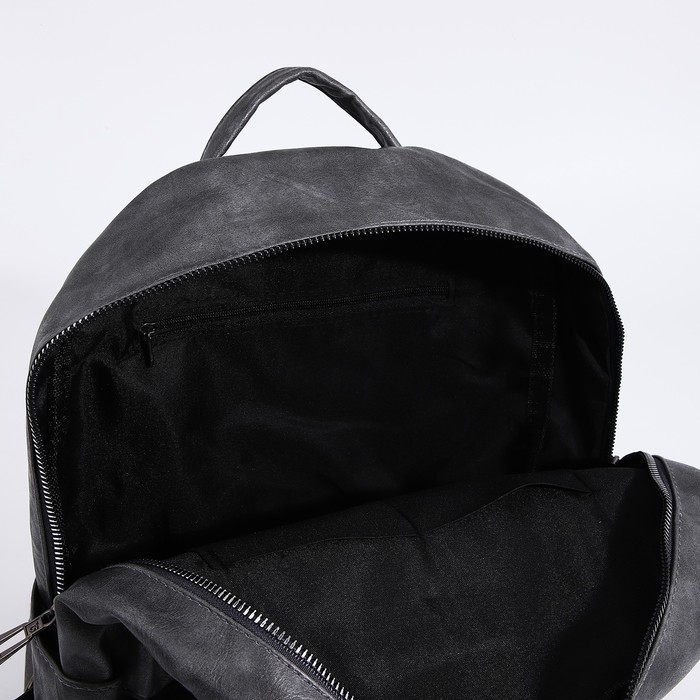 Рюкзак женский из искусственной кожи на молнии, 3 кармана, цвет серый