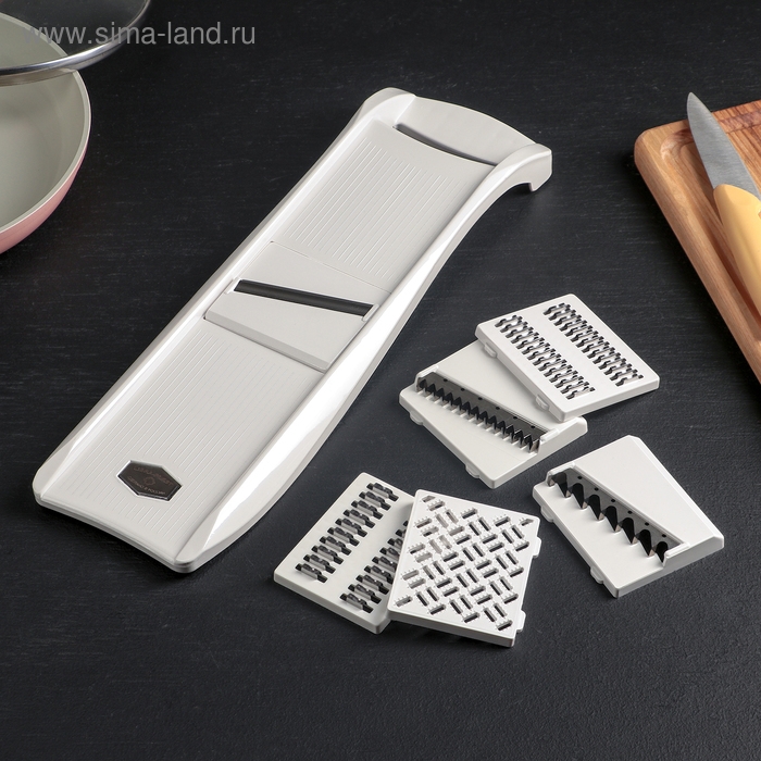 Овощерезка с 6 насадками, пластик ABS, цвет белый Овощерезка с 6 насадками, пластик ABS, цвет белый