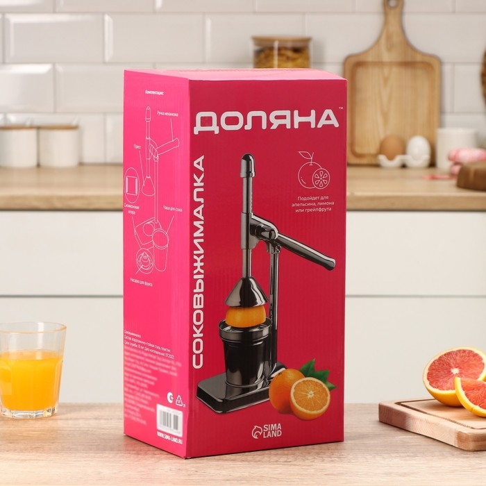 Соковыжималка механическая Доляна Fruits, 20×14,5×37 см Соковыжималка механическая Доляна Fruits, 20×14,5×37 см