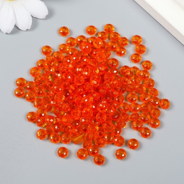 Бусины для творчества пластик "Кристалл с гранями оранжевый" набор 20 гр 0,4х0,6х0,6 см