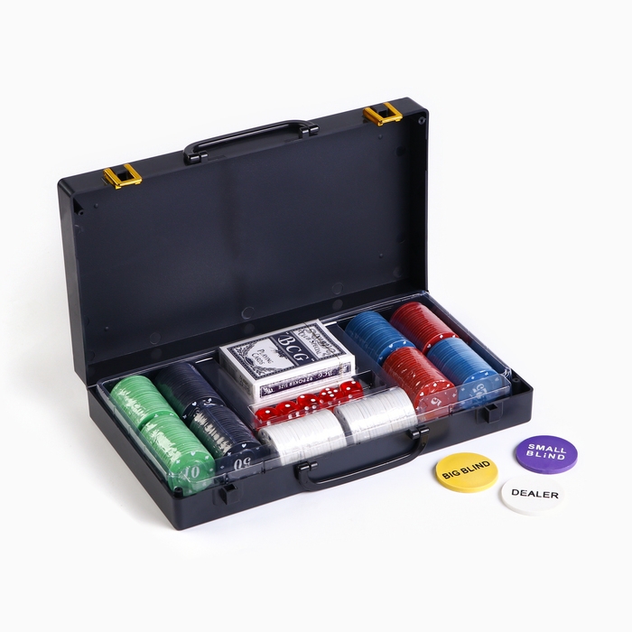 Покер  Покер "Время игры", набор для игры (200 фишек, 2 колоды карт, 5 кубиков)