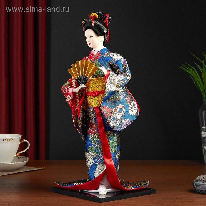 Кукла коллекционная Кукла коллекционная "Гейша в шелковом кимоно с веером" 40 см