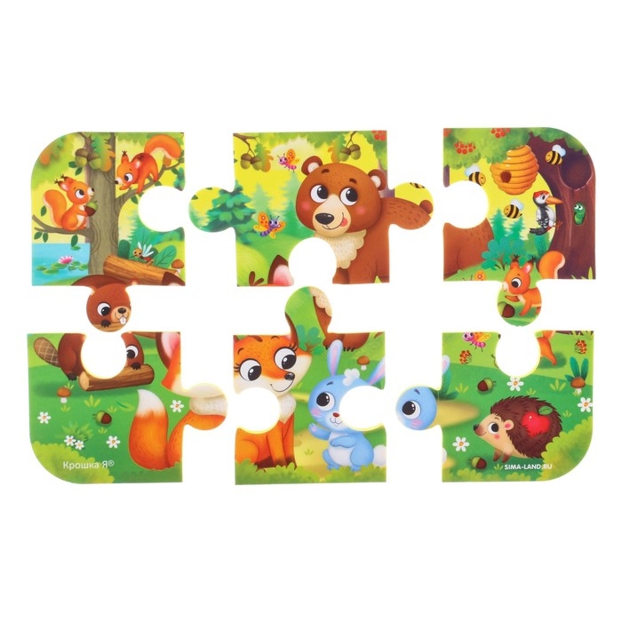 Мягкий пазл для малышей «Лесные зверята», 6 деталей, Крошка Я Мягкий пазл для малышей «Лесные зверята», 6 деталей, Крошка Я