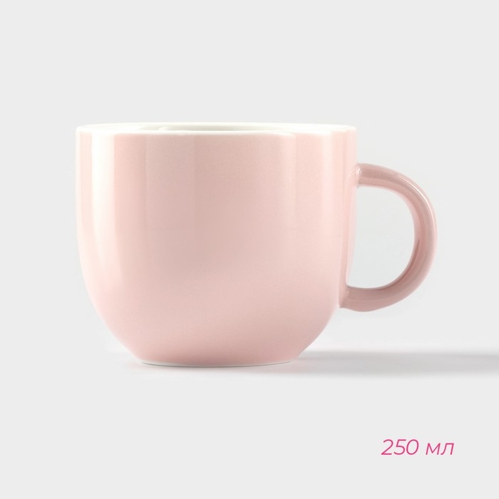 Чайная пара керамическая с ложкой «Зефирка», 2 предмета: чашка 250 мл, блюдце d=13 см, цвет розовый Чайная пара керамическая с ложкой «Зефирка», 2 предмета: чашка 250 мл, блюдце d=13 см, цвет розовый