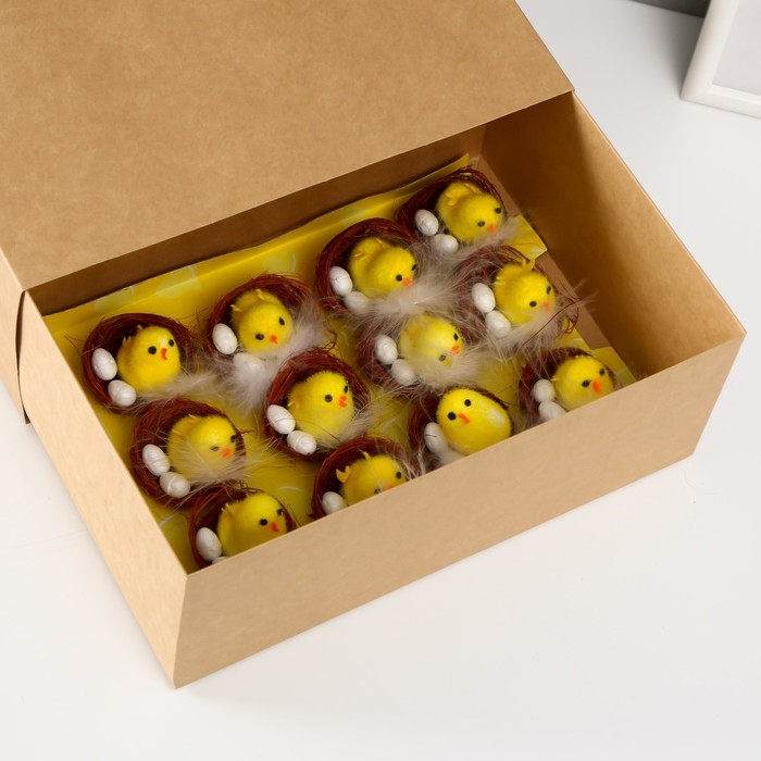 Сувенир пасхальный Сувенир пасхальный "Цыплёнок в гнёздышке с яичками" набор 12 шт 4х5х5 см