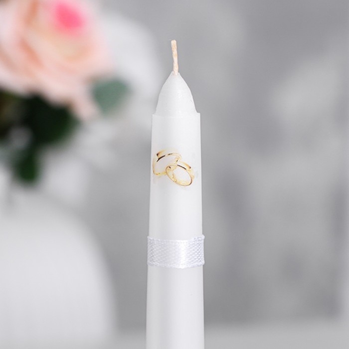 Набор свадебных свечей  Набор свадебных свечей "Совет да любовь с розой"белый: родительские 1,8х15см; очаг 5х9,5см