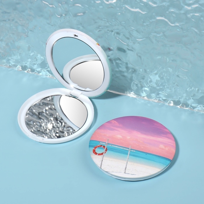 Зеркало складное «Пляж», d = 7,5 см, с увеличением, рисунок МИКС Зеркало складное «Пляж», d = 7,5 см, с увеличением, рисунок МИКС