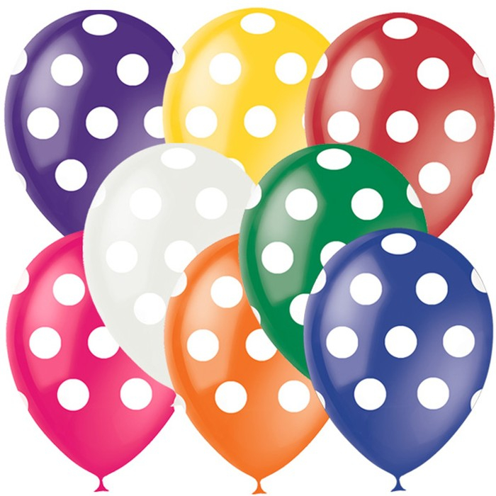 Шар латексный 12" &laquo;Горошек, ассорти яркое&raquo;, декоратор, 5-сторонний, набор 25 шт., МИКС