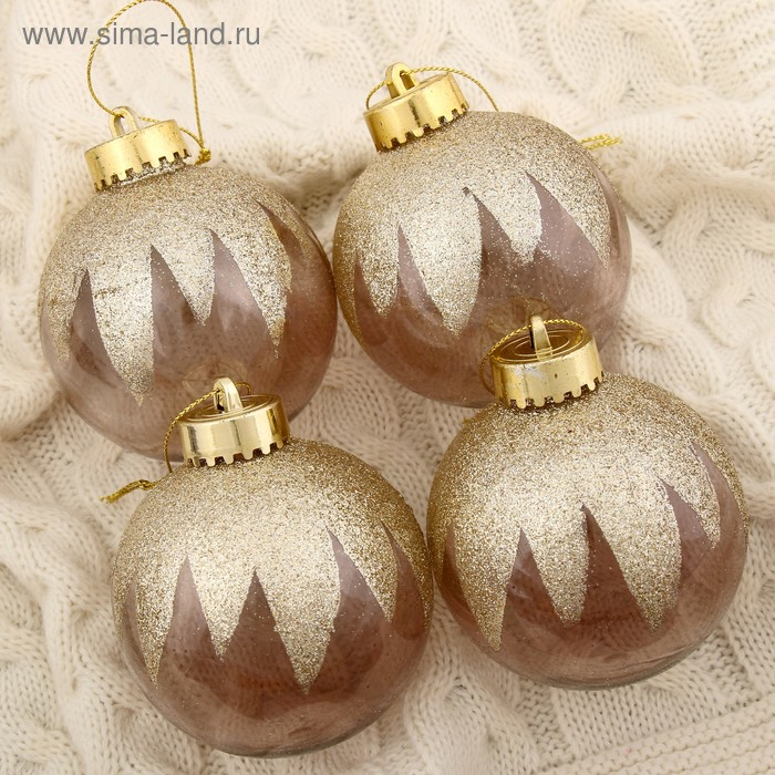 Набор шаров пластик d-8 см, 4 шт Набор шаров пластик d-8 см, 4 шт "Огни ночи"