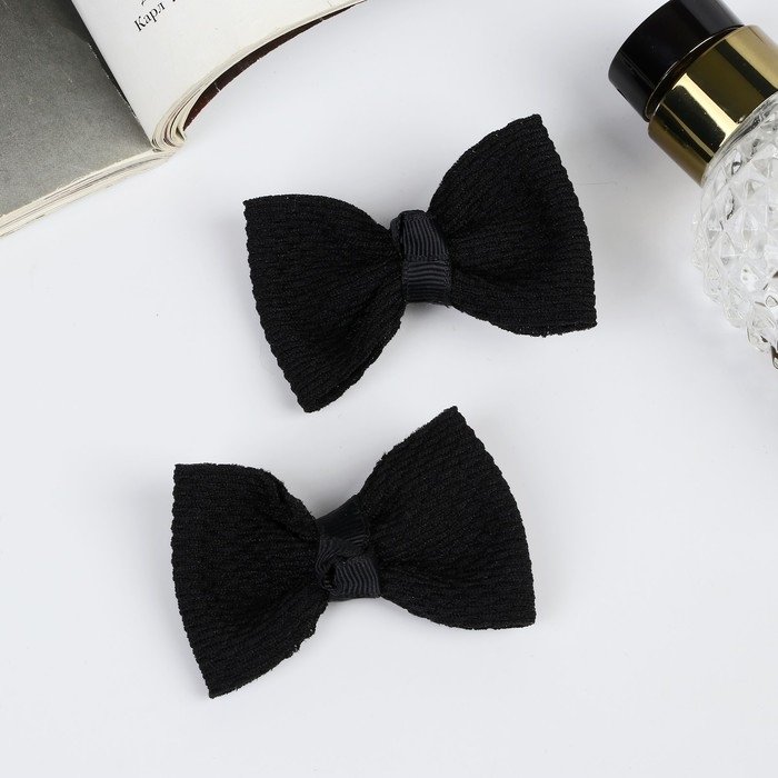 Зажим для волос  Зажим для волос "Школьница" (набор 2 шт) текстура, 6 см, чёрный