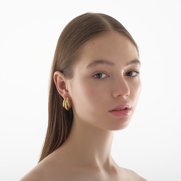 Серьги-кольца «Тринити» d=2, цвет золото Серьги-кольца «Тринити» d=2, цвет золото