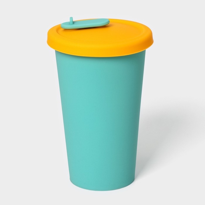 Стакан с крышкой и трубочкой, 350 мл, 9×9×13,5см, цвет голубой Стакан с крышкой и трубочкой, 350 мл, 9×9×13,5см, цвет голубой