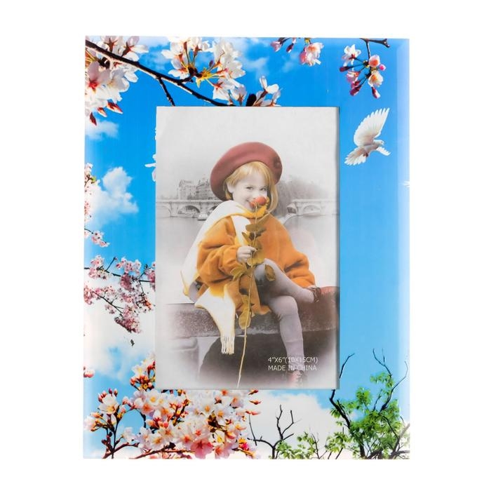 Фоторамка стекло 10х15 см Фоторамка стекло 10х15 см "Цветущая яблоня и голуби" 17х22 см