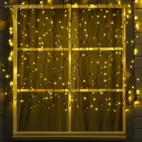 Гирлянда &laquo;Занавес&raquo; 2&times;1.5 м, IP65, УМС, тёмная нить каучук, 300 LED, свечение тёплое белое, 220 В