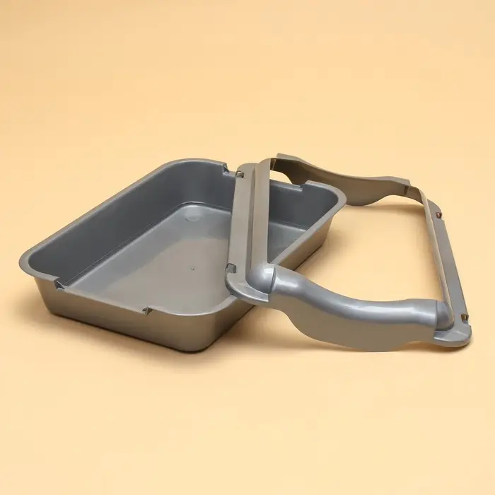 Туалет для кошек, 36&times;26&times;9 с, средний, с бортом, пластик, серебристый