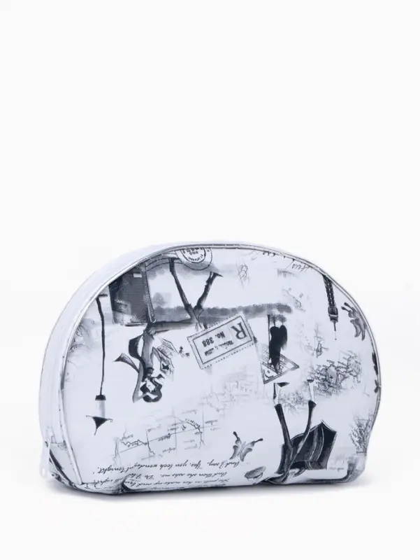 Набор женских косметичек 5 в 1 на молниях, с принтом, серый