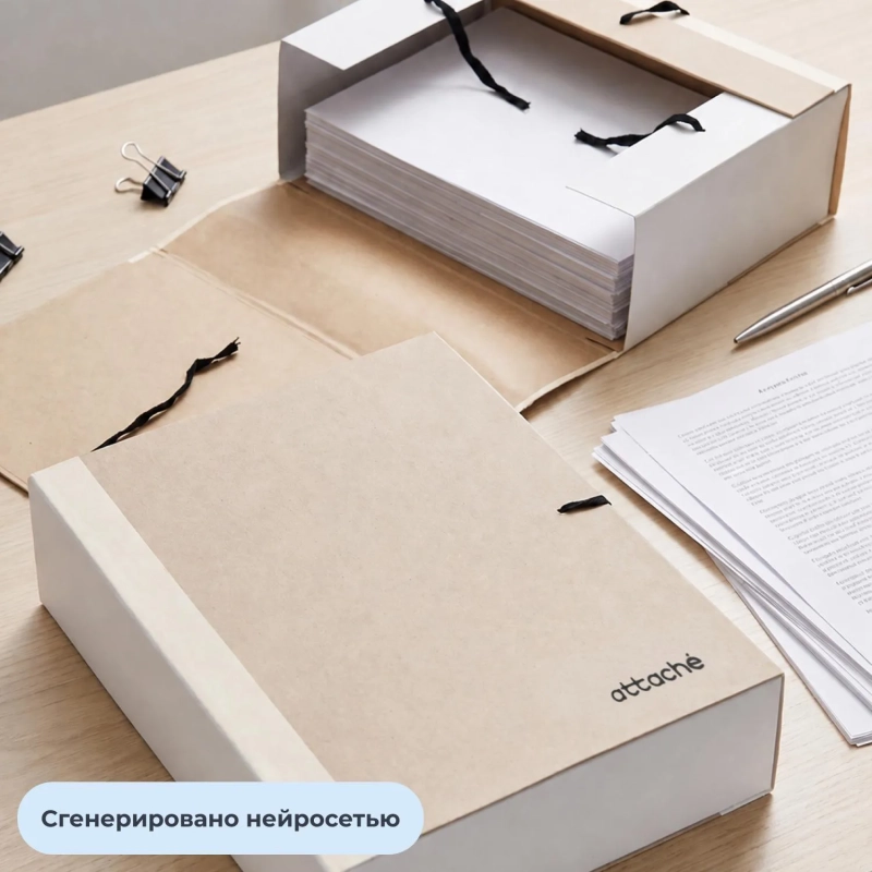 Папка архивная крафт/коленкор ATTACHE 12см 4 завязки