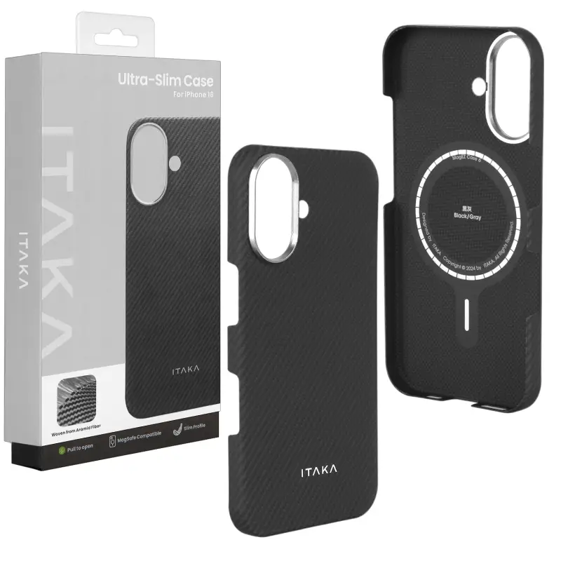 Чехол iPh 16 PITAKA Ultra-Slim Case Black/Grey Чехол iPh 16 PITAKA Ultra-Slim Case Black/Grey