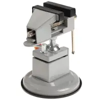 Мини-тиски алюминиевые ТУНДРА, усиленное крепление на присоске, поворотный шарнир, 75 мм