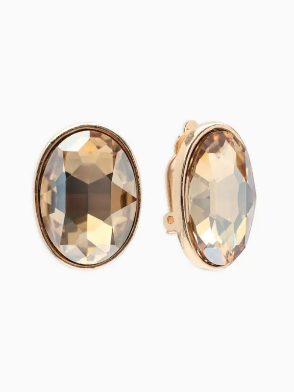 Серьги клипсы для ушей QF &laquo;Овал&raquo;, цвет золото, желтые