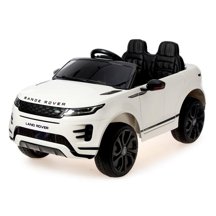 Электромобиль Range Rover Evoque, кожаное сиденье, EVA колеса, цвет белый Электромобиль Range Rover Evoque, кожаное сиденье, EVA колеса, цвет белый