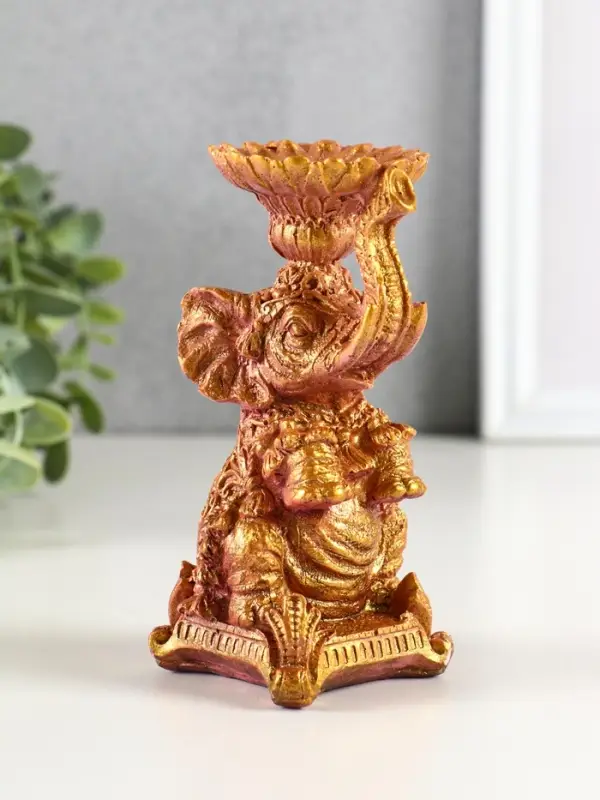 Подсвечник  Подсвечник "Слон" высота 12 см, бордо с позолотой