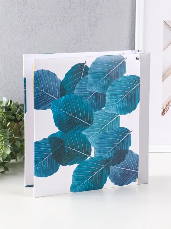 Фотоальбом 50 магнитных листов "Бабочка на зелёном листе" 23X28см, пер-т 3-кольца