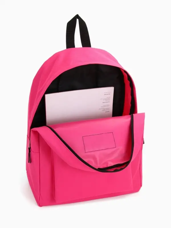 Рюкзак школьный на молнии, с карманом, однотонный, размер 30&times;14&times;41 см, фуксия