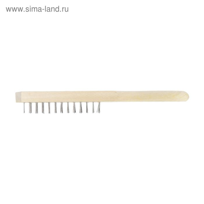 Щетка металлическая ручная ЛОМ, деревянная рукоятка, 3-рядная Щетка металлическая ручная ЛОМ, деревянная рукоятка, 3-рядная