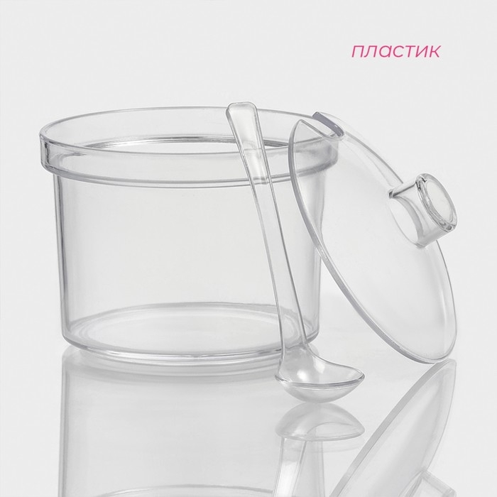 Сахарница с ложкой Доляна, 400 мл, 10,5×10,5×10 см, цвет прозрачный Сахарница с ложкой Доляна, 400 мл, 10,5×10,5×10 см, цвет прозрачный