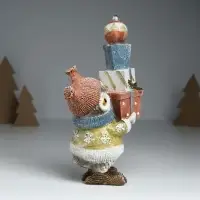 Фигурка полистоун &laquo;Совушка в платье со снежинками, с горой подарков&raquo;, 13.6&times;8&times;20.5 см