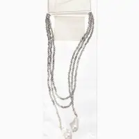 Бусы "Нить стекла" с подвесами жемчуг, L=120см №2, цвет серый АВ