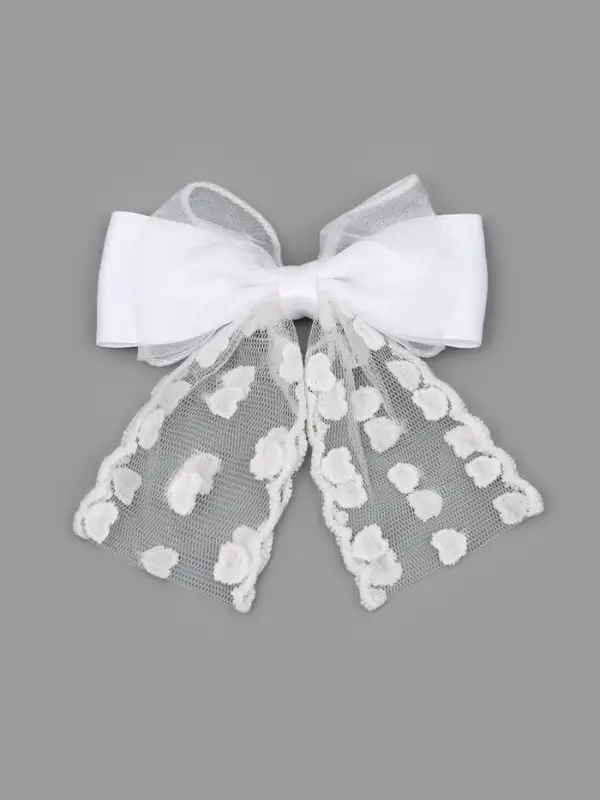 Бант для волос на заколке с лентами &laquo;Сердечки&raquo;, белый, Принцессы Дисней