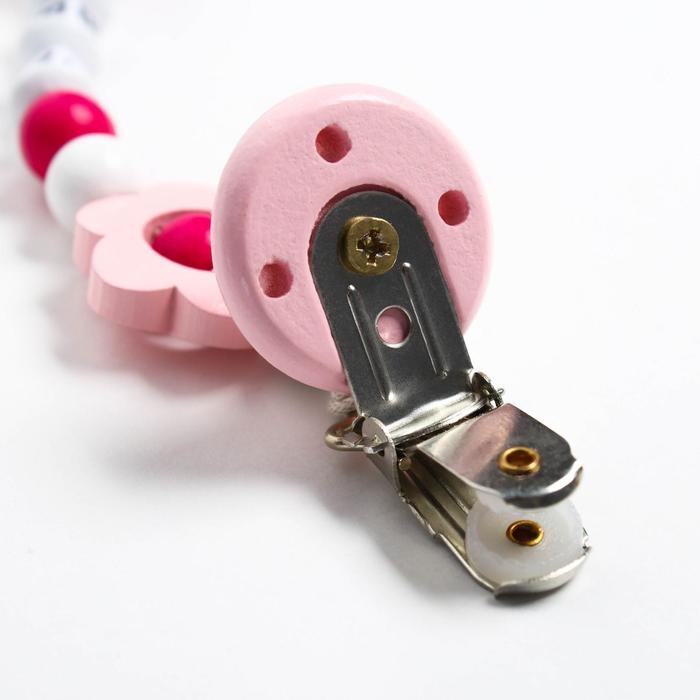 Держатель для соски - пустышки «Мишка», деревянный, цвет розовый Держатель для соски - пустышки «Мишка», деревянный, цвет розовый