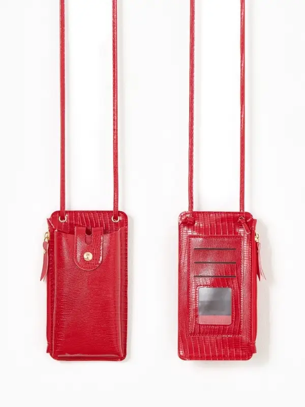 Сумка на магните, с длинным ремнём, однотонная, 10&times;2.5&times;20 см, красная