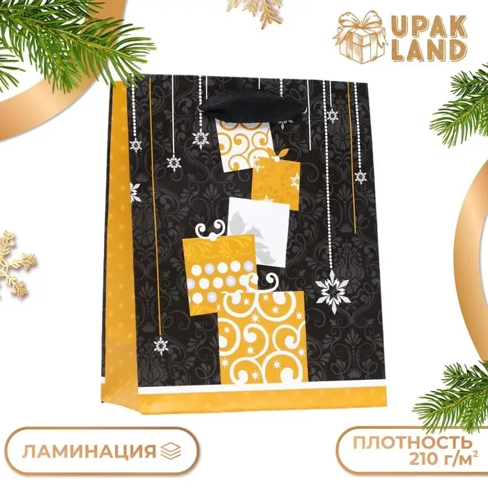 Пакет ламинированный «Зимние подарки» 11.5×14.5×6 см
