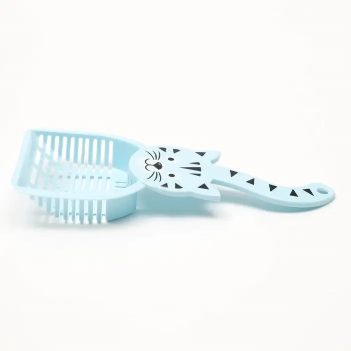 Совок для туалета &laquo;Довольный кот&raquo;, 28&times;12.5 см, пластик, голубой